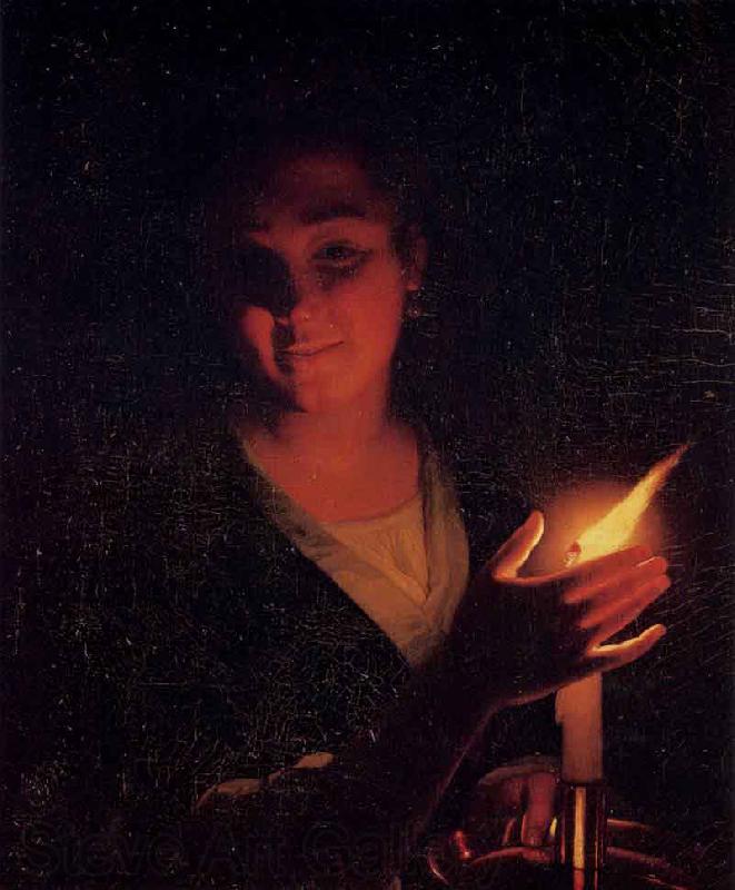 Godfried Schalcken Young Girl with a Candle Norge oil painting art